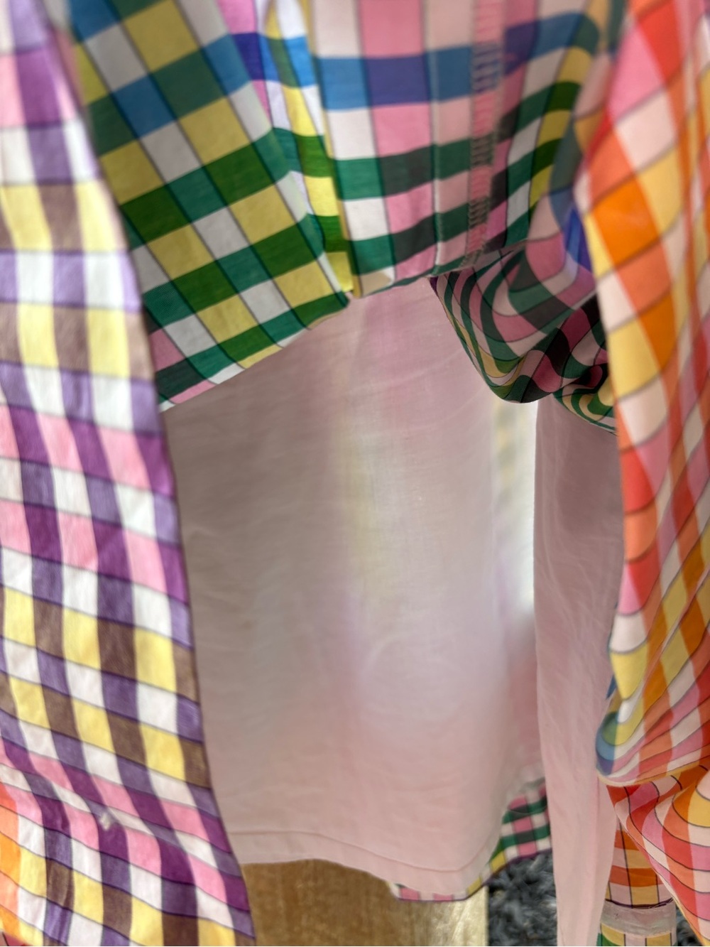 J. Crew Peasant Gingham White & Purple Multi-Color Full Skirt w Front Sash - Picture 5 of 8